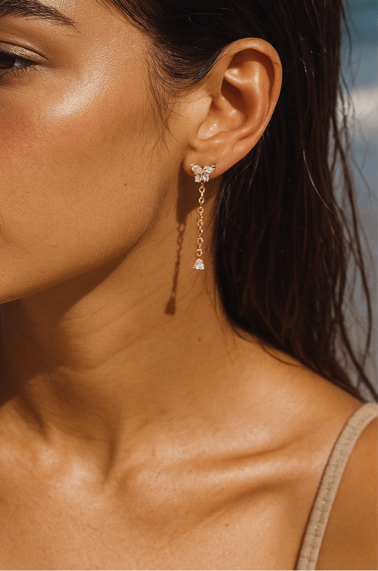 Butterfly CZ Drop Earrings