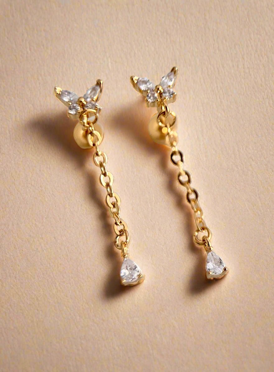 Butterfly CZ Drop Earrings