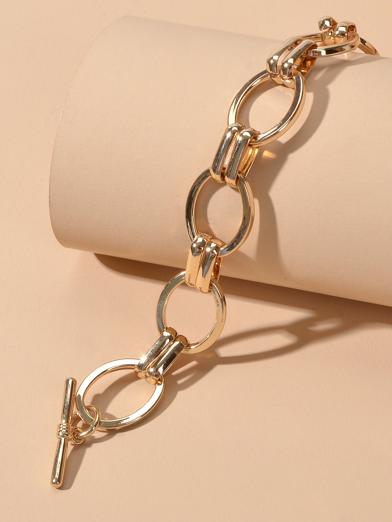 Goth Punk Hip Hop Gold Circle Link Chain Bracelet Wholesale Women Accessories
