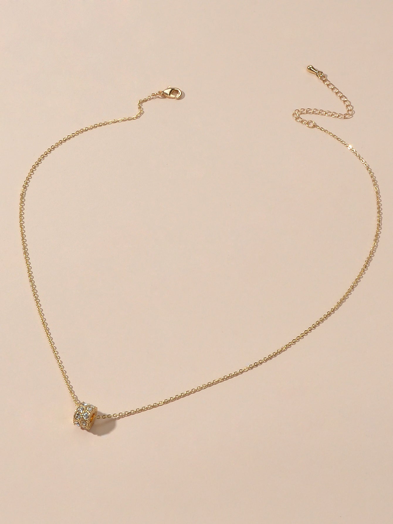 Luxurious Jewellery Gold Silver Chain Rhinestone Cylinder Necklace Accessories