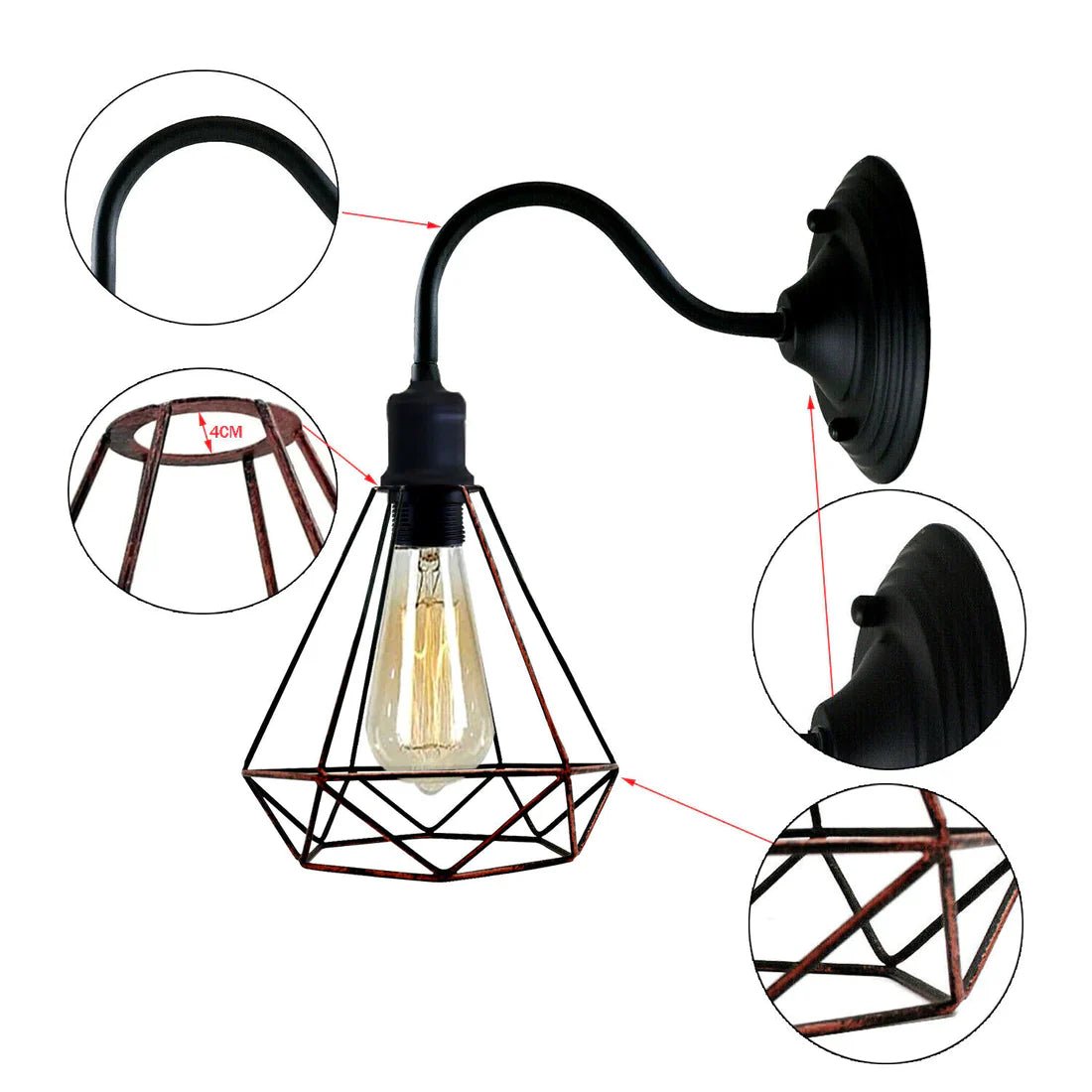 Modern Industrial Vintage Indoor Brushed Copper colour Wall Light Lamp Fitting Fixture E27 Holder UK~3674
