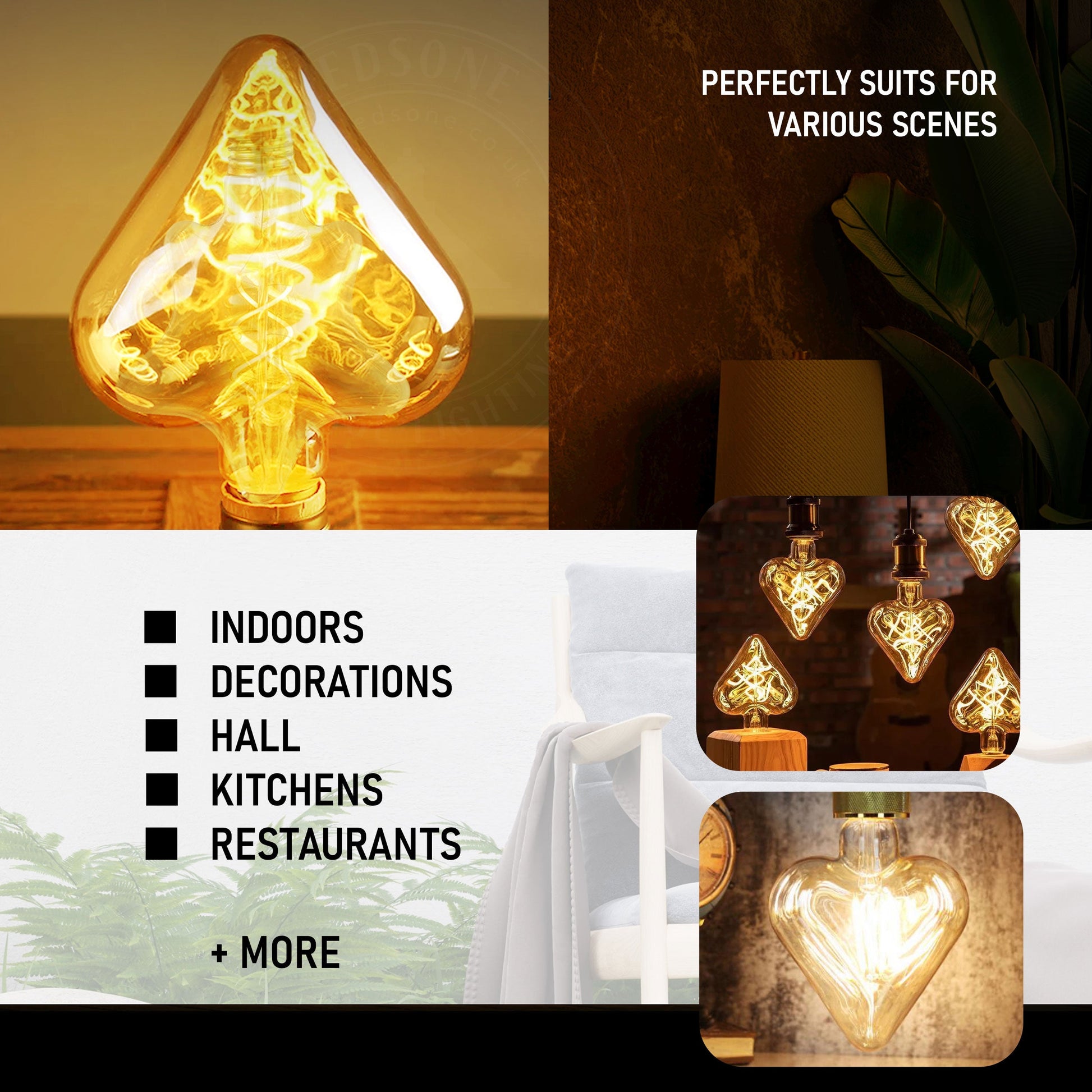 E27 Heart-Shaped 4W LED Filament Bulb ~1044-3