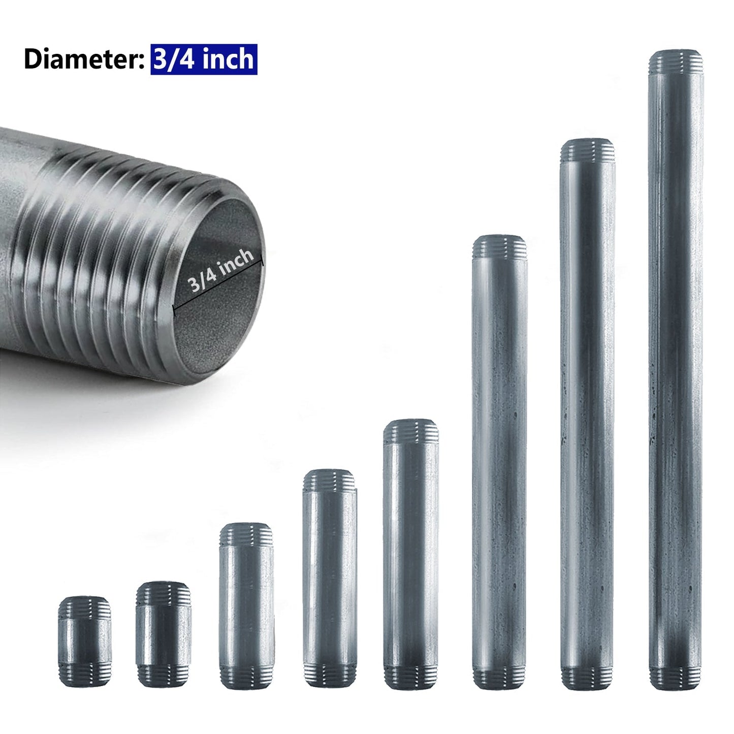 10.5cm ¾ BSP Galvanized MALLEABLE Tubing Iron threaded Pipe Fittings ~1162