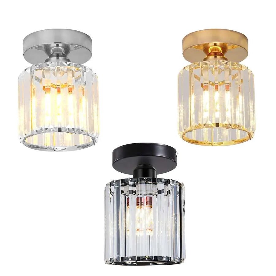 Crystal Semi Flush E27 Ceiling Light Fixture Round Fitting Chandelier Lamp~4505