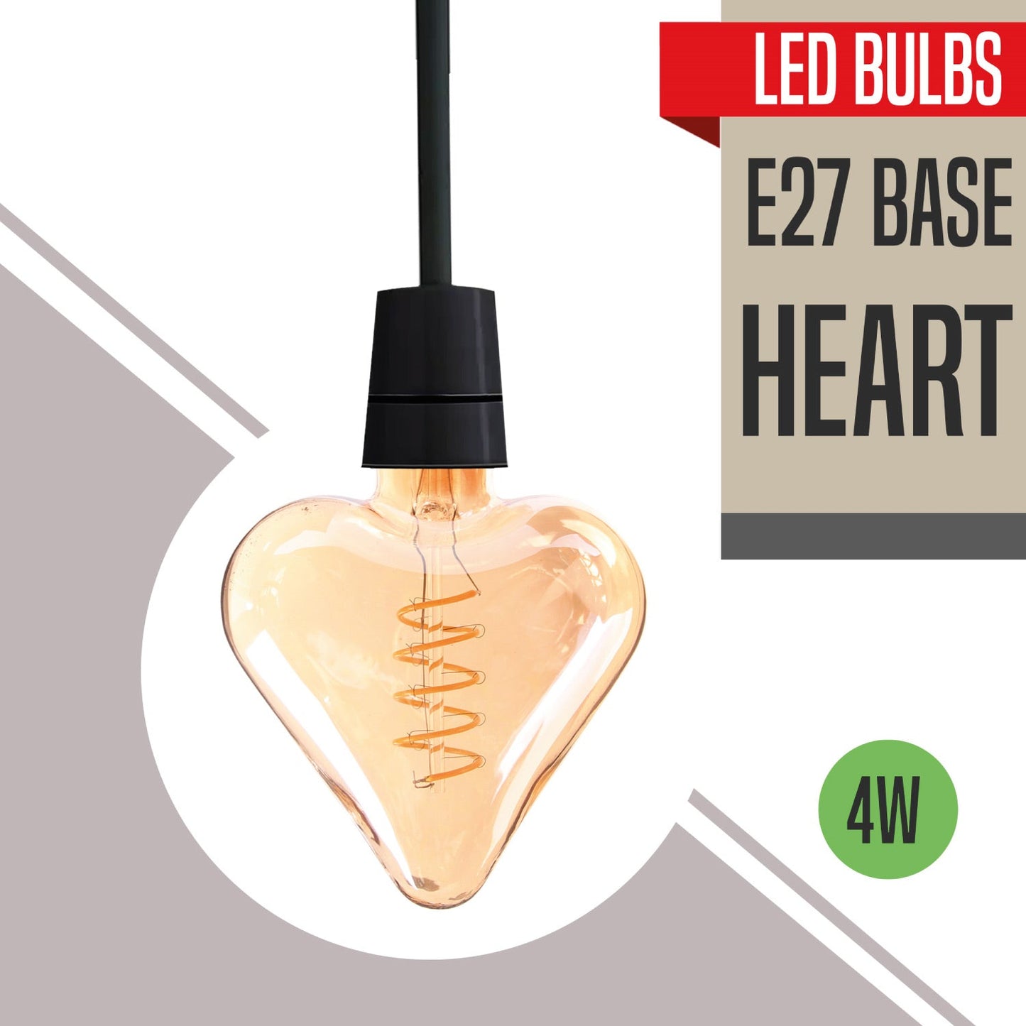 E27 Heart - Shaped 4W LED Filament Bulb ~1044