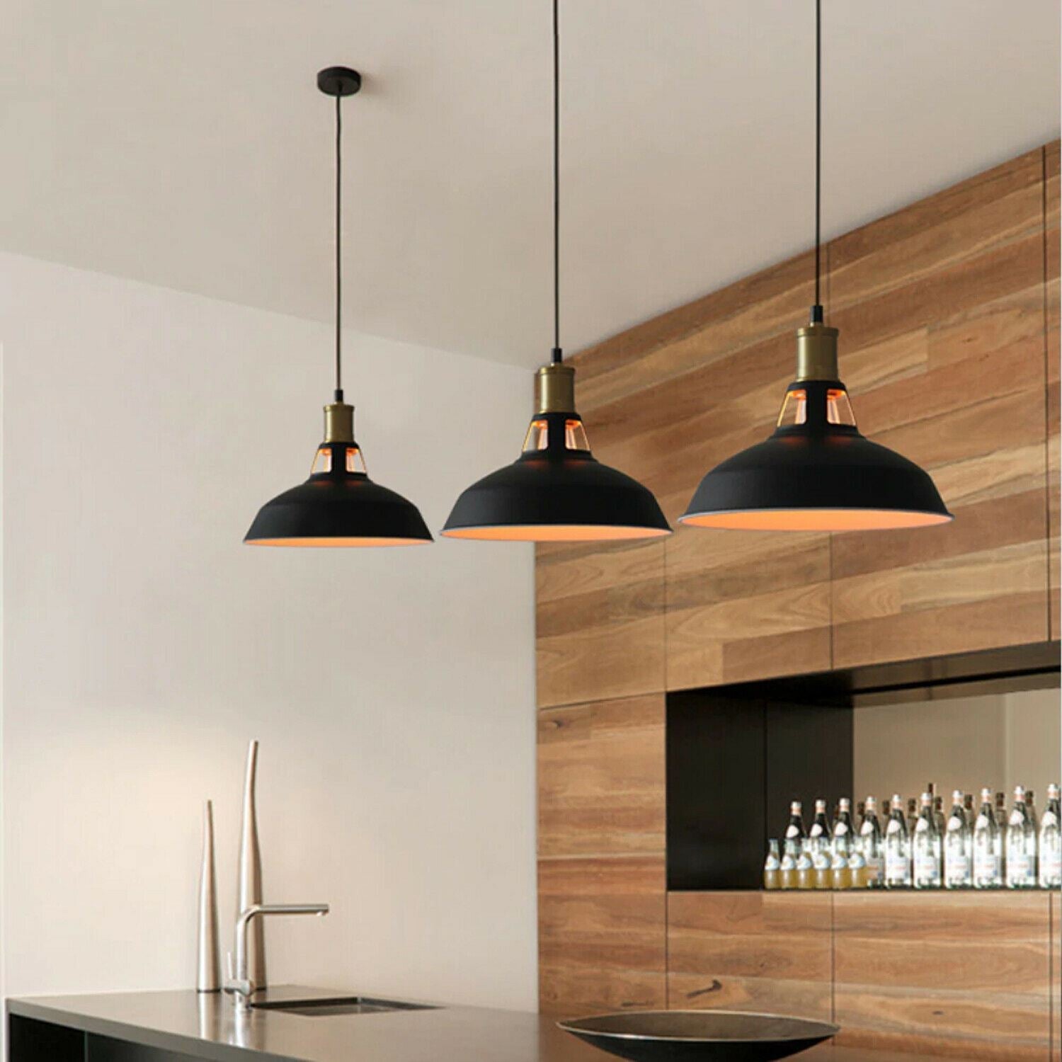 Industrial Black Ceiling Pendant Light Metal Shade | 95cm Adjustable Cable ~1354-1