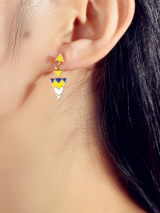 Fashion Jewellery Women Accessories Yellow Geometric Triangle Dangle Earrings