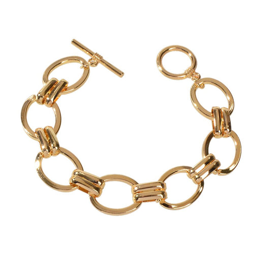 Goth Punk Hip Hop Gold Circle Link Chain Bracelet Wholesale Women Accessories