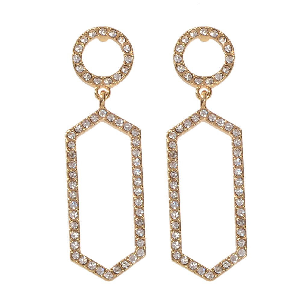 Luxurious Rhinestone Decor Geometric Dangle Earrings Good Quality Accessories