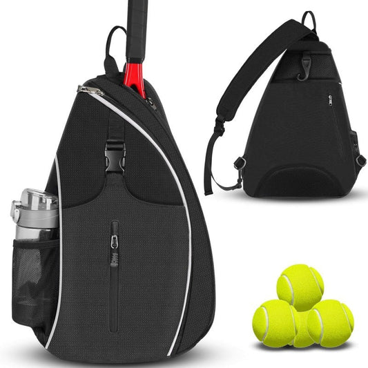 NNEDSZ Black Badminton Tennis Backpack - Multi - Racket Sports Bag with Shoulder Strap (Fits 2 Midsize Rackets)